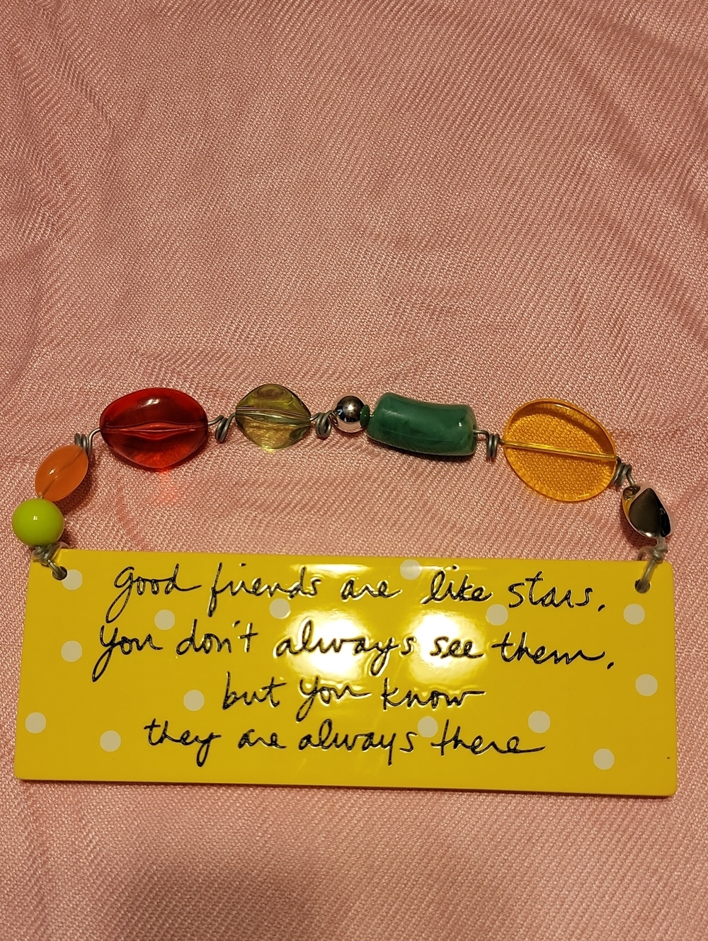 Colorful Beaded Bracelet with Yellow Accent Tag
